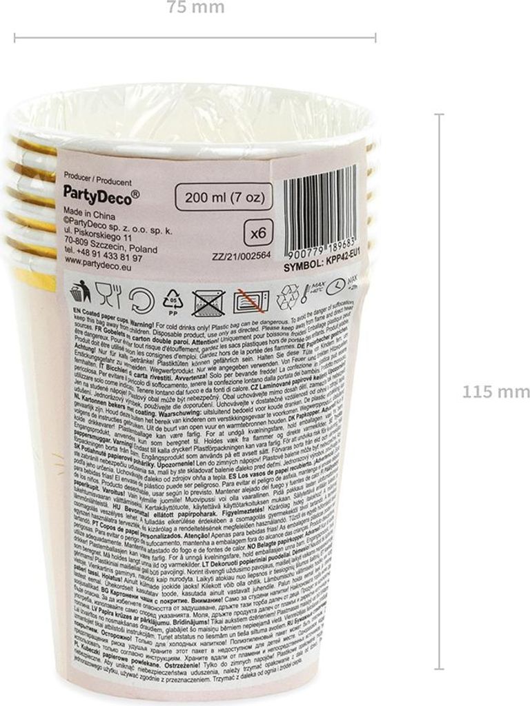 PartyDeco KPP42-EU1, 200 ml, Papier, Pink, 75 mm, 75 mm, Produktbild 