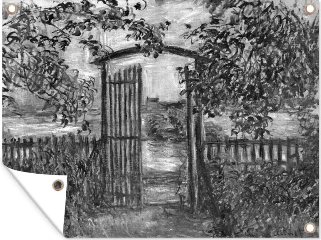 MuchoWow 80x60 cm Outdoor-Poster Gartendeko Sichtschutz Garten Poster für den Garten Das Gartentor von Vetheuil - Gemälde von Claude Monet in ...
