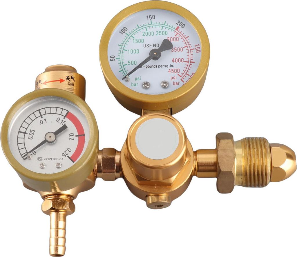 Gasschweißregler Argon CO2 Manometer WIG MIG Durchflussmesser 4500 psi Flaschendruckreduzierventil 1/4 Zoll Ausgang 6,605 GPM
