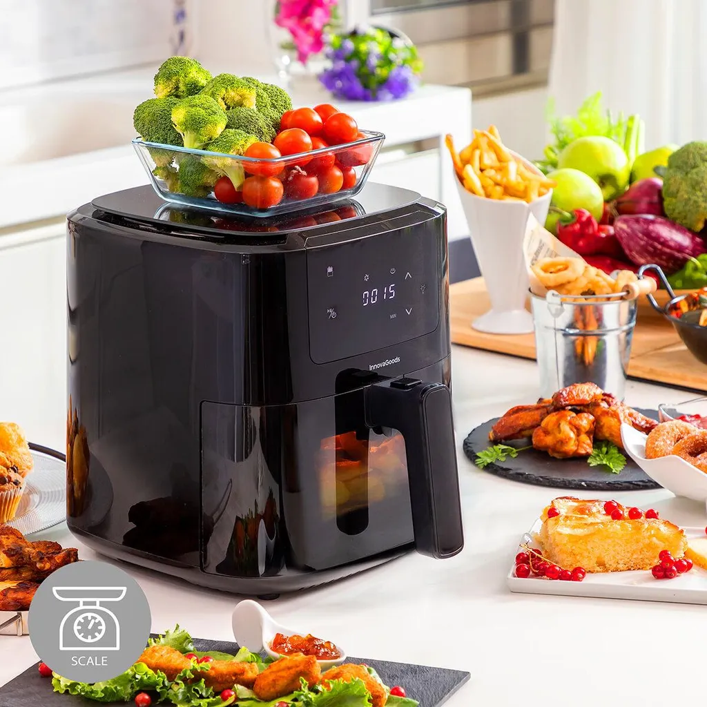 Friteuse sans huile 5L avec balance numérique Inox InnovaGoods 1500W Noire