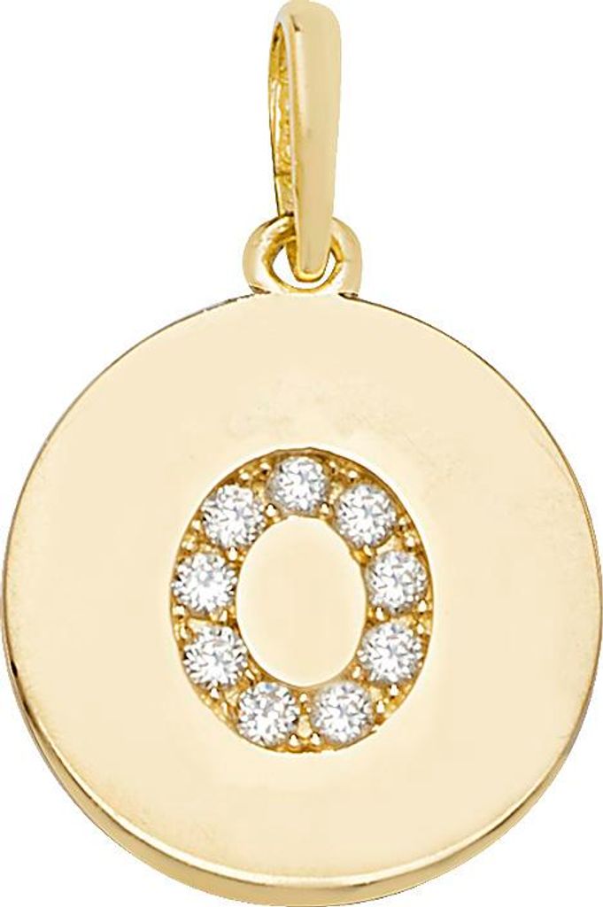 Atemberaubender 9 Karat (375) Gold Buchstaben / Initiale Damen - Anhänger mit Zirkonia - 18mm*12mm; TRS35326LTO