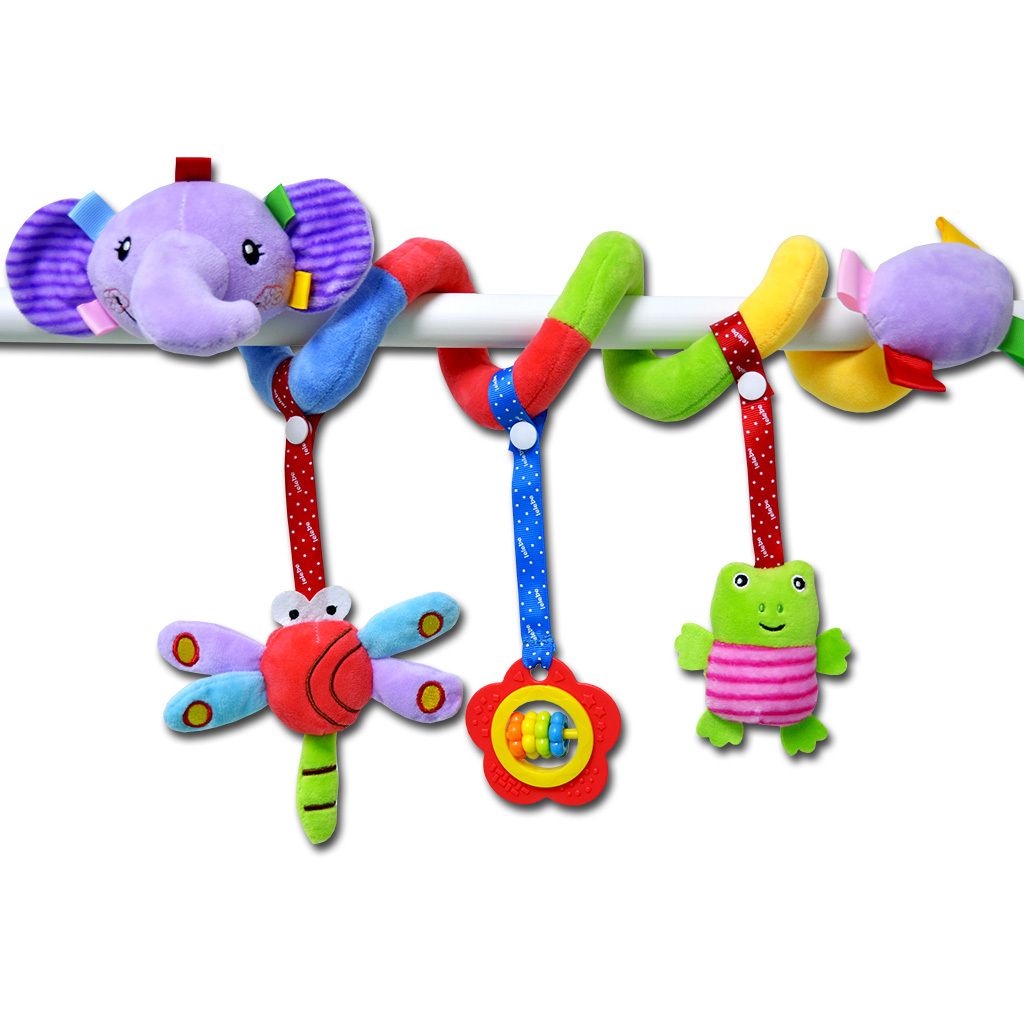 Monaten Topretty Kinderwagen Spielzeug Baby Hängende Spielzeug Spirale Bett Kinderwagen Spielzeug mit 4 Teile Plüschtier für Bettchen Wiege Autositz Lernspielzeug für Neugeborene und Kleinkinder ab 0