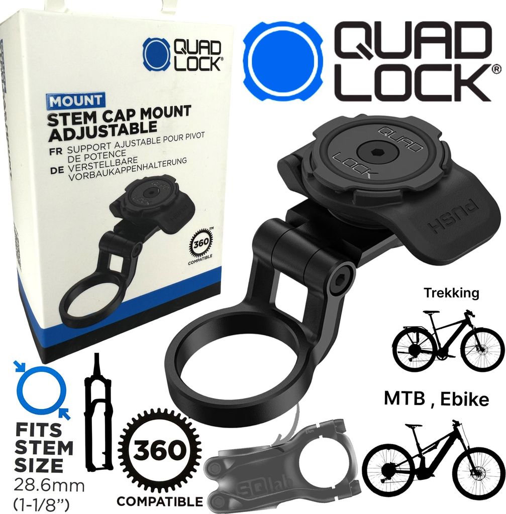 QUAD LOCK Stem Cap Mount adjustable Fahrrad Vorbau Kappen Produktbild 