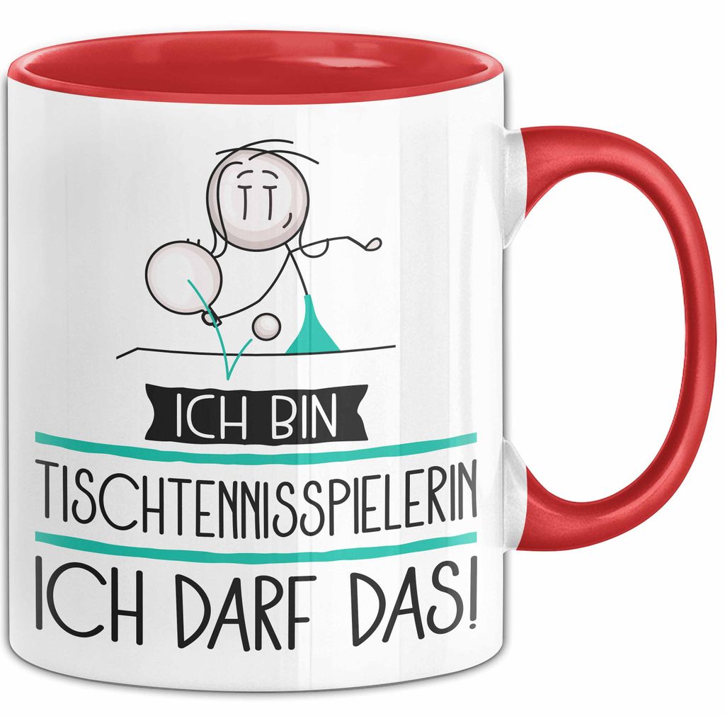 Geschenk für Tischtennisspielerin Tasse Lustige Geschenkidee Geburtstag Ich Bin Tischtennisspielerin Ich Darf Das (Rot)