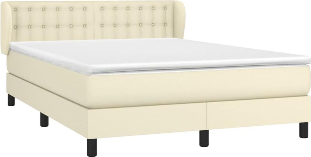 vidaXL Boxspringbett mit Matratze Creme 140x190 cm Kunstleder