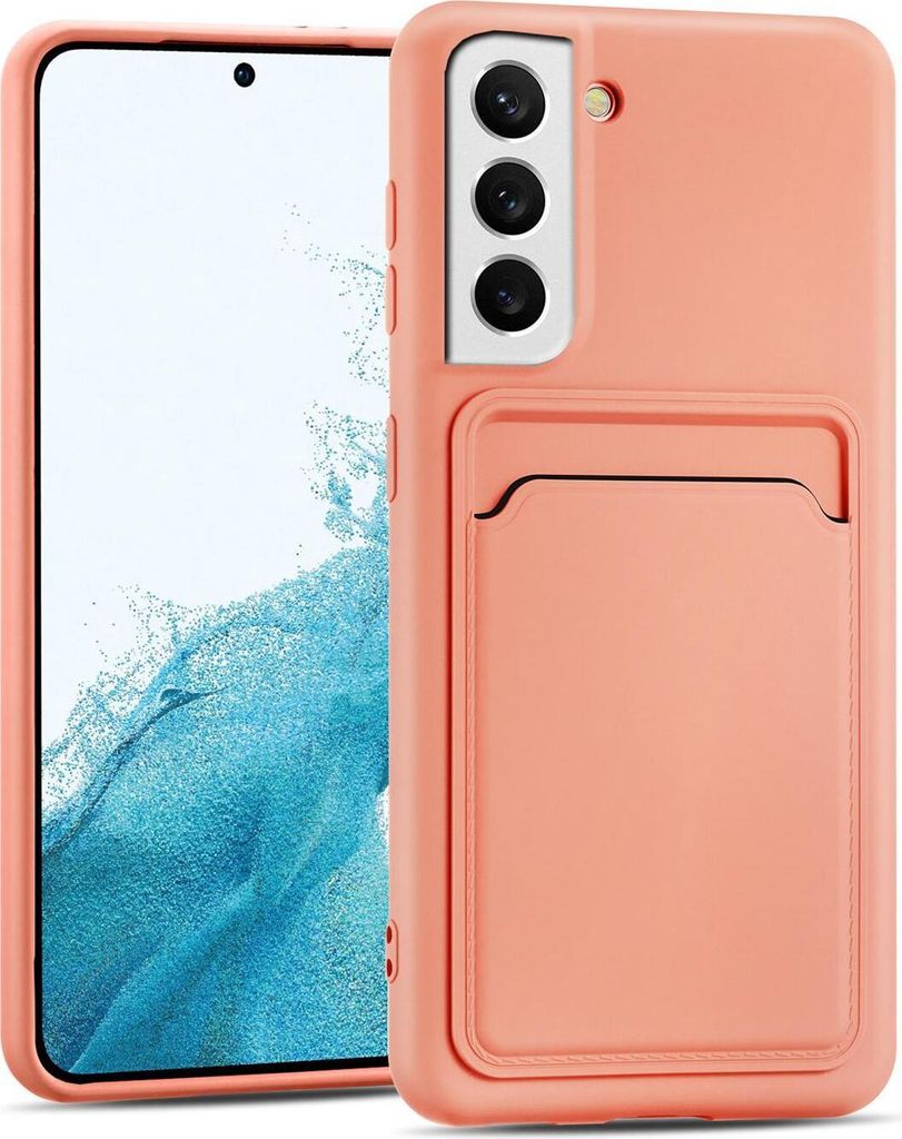 Conie Schutzhülle für Samsung Galaxy S22 mit Kartenfach Tasche Case Cover Bumper Silikon Hülle in Rosa