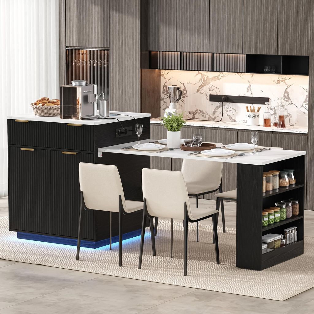 Tavolo da pranzo estensibile con illuminazione a LED e Immagine del prodotto 