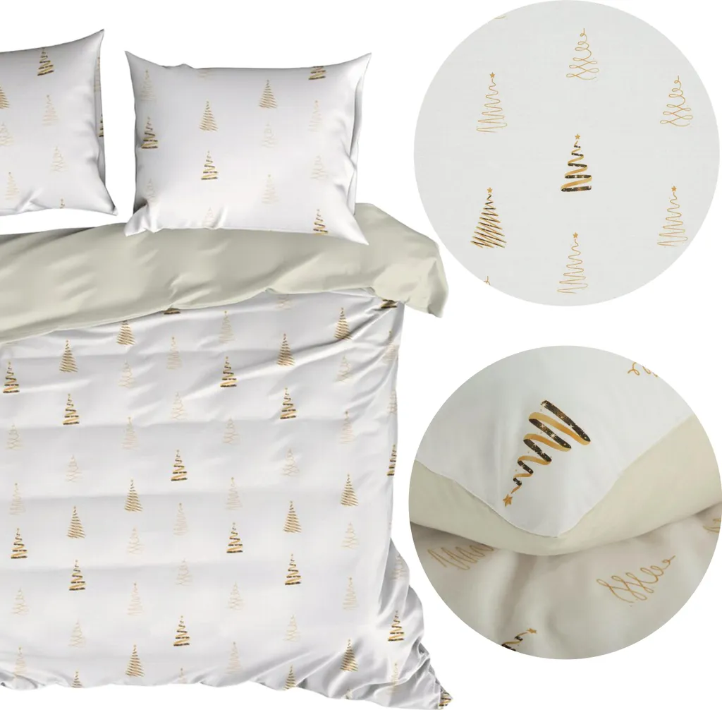 Parure de Lit de Noël 160x200 cm en Coton Anti-Transpiration et Doux