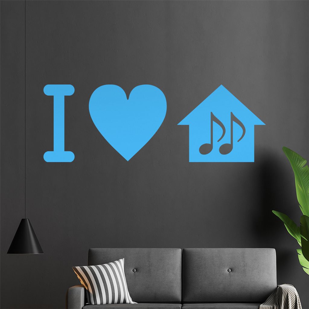 I love housemusic Wandtattoo in 6 Größen - Wandaufkleber Wall Sticker - Dekoration, Küche, Wohnzimmer, Schlafzimmer, Badezimmer