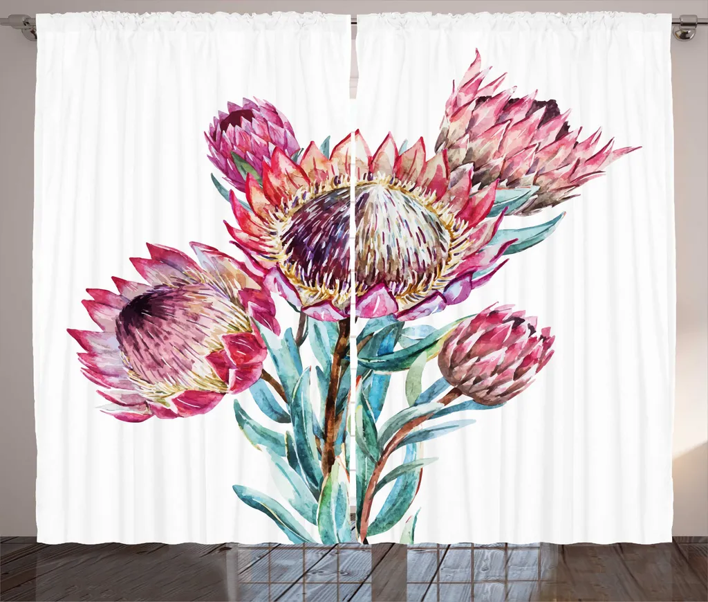 Rideau universel 280x225 fleurs aquarelle pour habiller grandes fenêtres