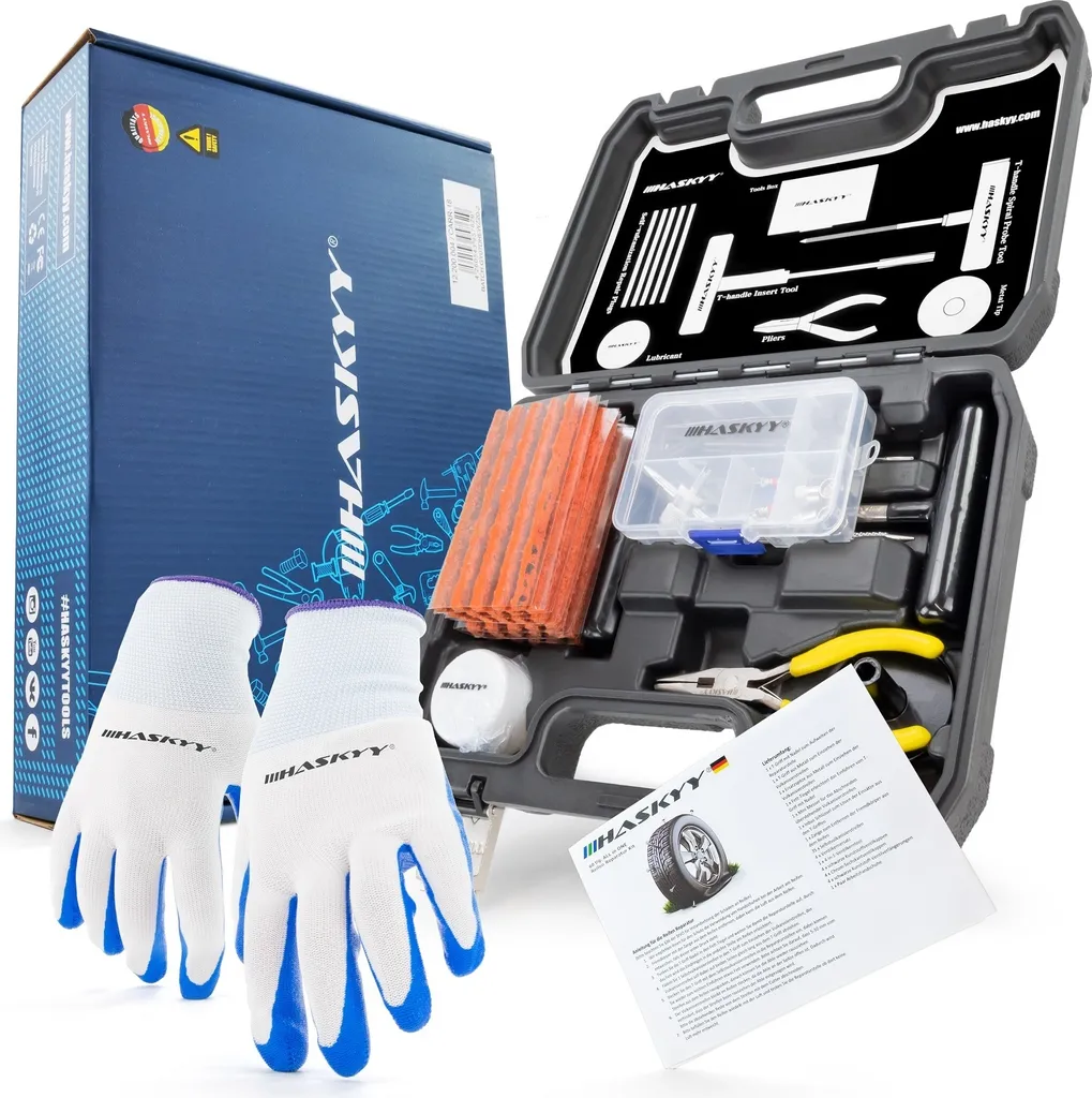 HASKYY Kit Riparazione Pneumatici 60 pz Professionale Auto Moto Camion