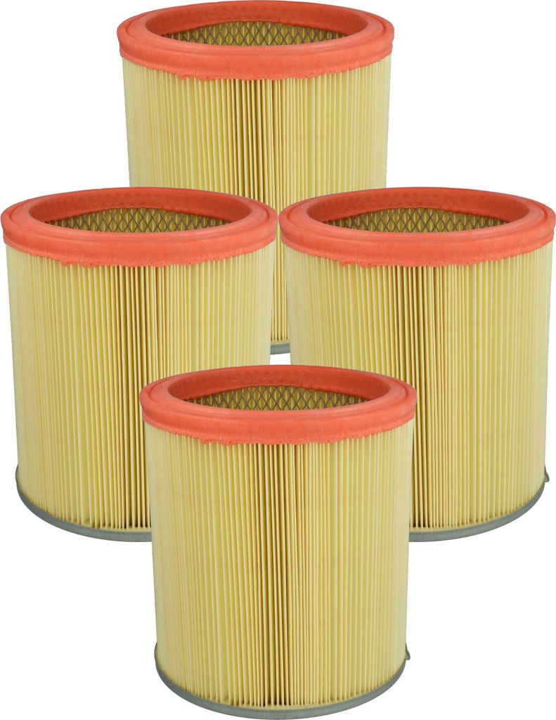 vhbw 4x Faltenfilter kompatibel mit Rowenta RU 01_PT PT, RU 01, RU 01_FR FR, RD 410, RD 406 Staubsauger - Patronenfilter Gelb Orange Abwaschbar
