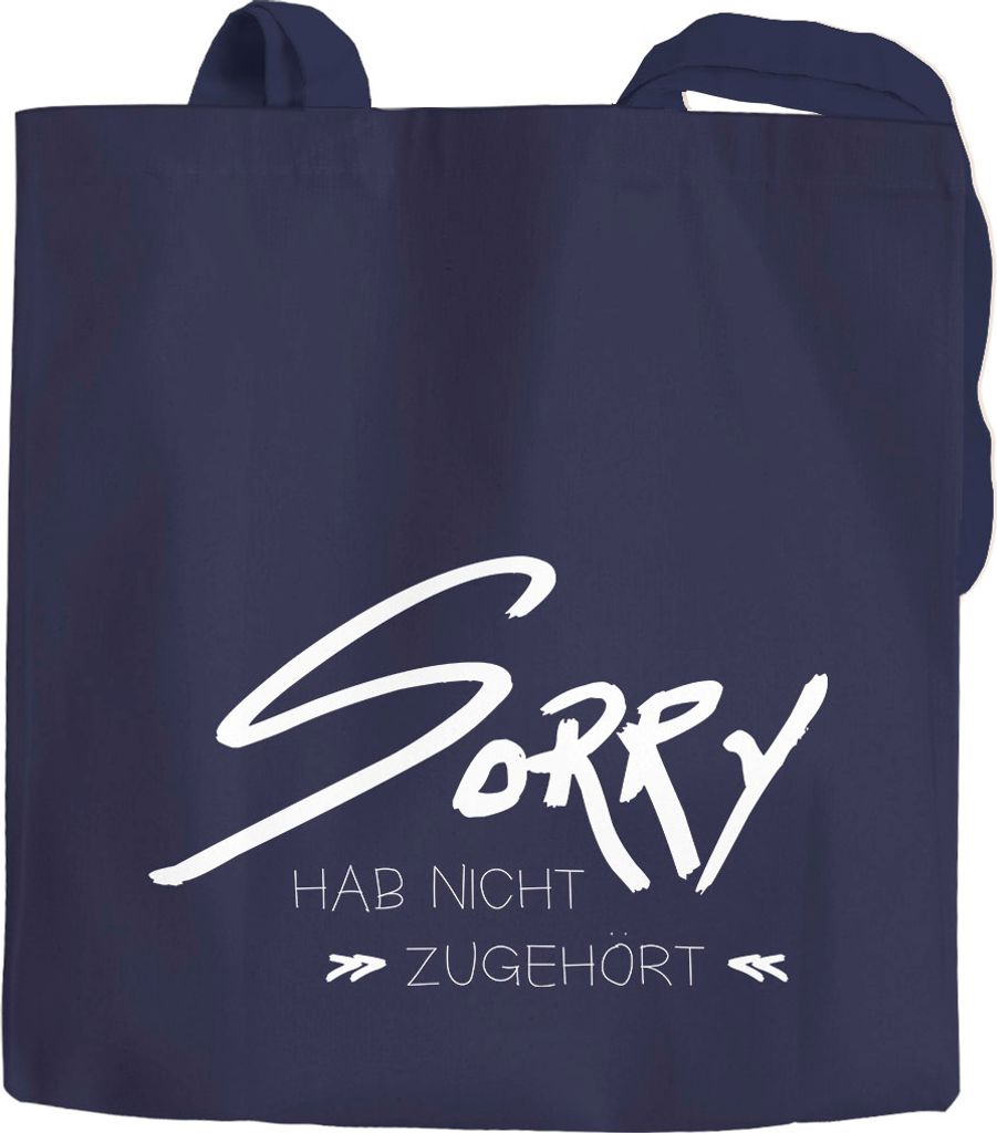 Jutebeutel Spruch Sorry hab nicht zugehört Baumwolltasche Stoffbeutel Tragetasche Sprüche Quote Moonworks navy unisize