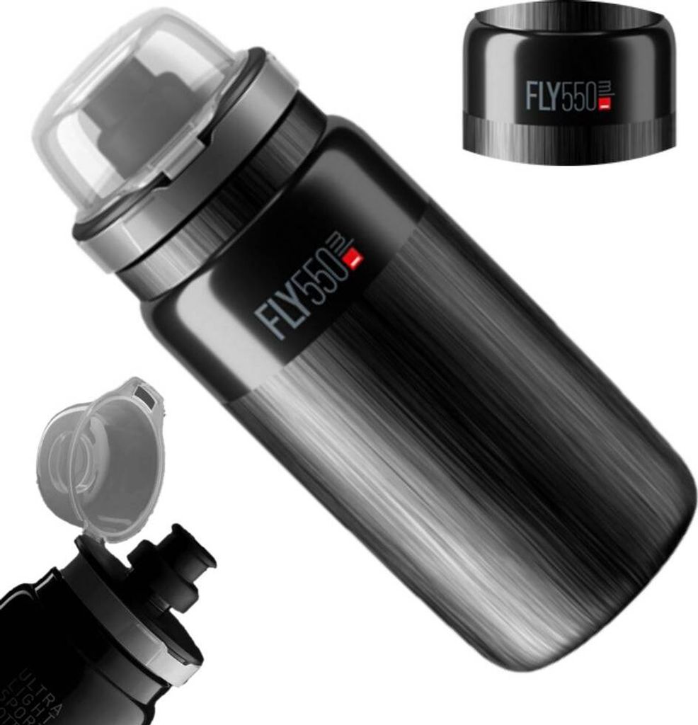 ELITE FLY MTB TEX Flasche Schwarz Grau Logo 550ml SUPER Produktbild 