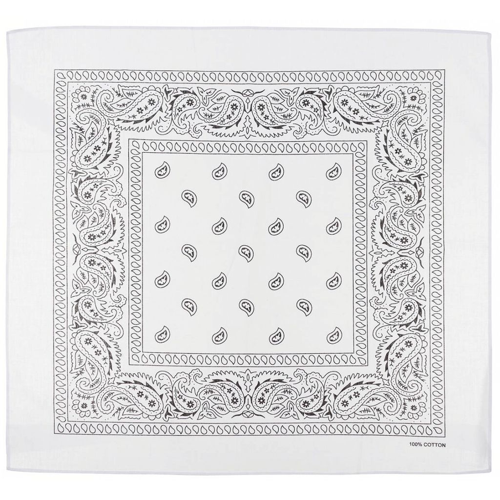 Bandana, bianco-nero, dimensioni 55 x 55 cm, cotone Immagine del prodotto 