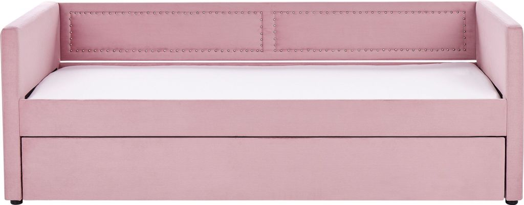 BELIANI Łóżko wysuwane różowe sztruksowe 90 x 200 cm Zdjęcie produktu 