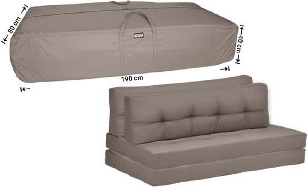 Raffles Covers Loungemöbel Kissen Aufbewahrungstasche 190 x 80 H: 40 cm | Atmungsaktiv | Wasserdicht | UV-beständig | Doppelnähte | Handgriffe