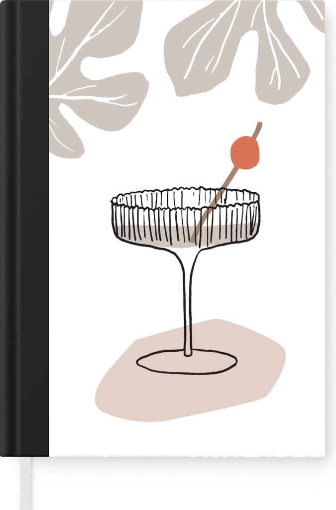 MuchoWow Notizbuch Tagebuch Haushaltsbuch Notebook A5 Sommer - Glas - Strohhalm - Weiß - Notizblock - Notizheft - Notebook - Schreibblock - Papier