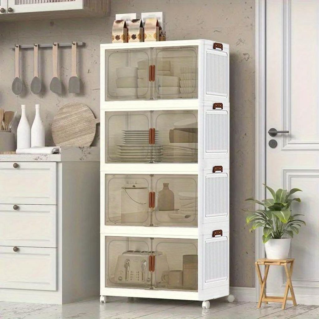 4 couches d'armoires de rangement pliables，Avec pneus, Image du produit 