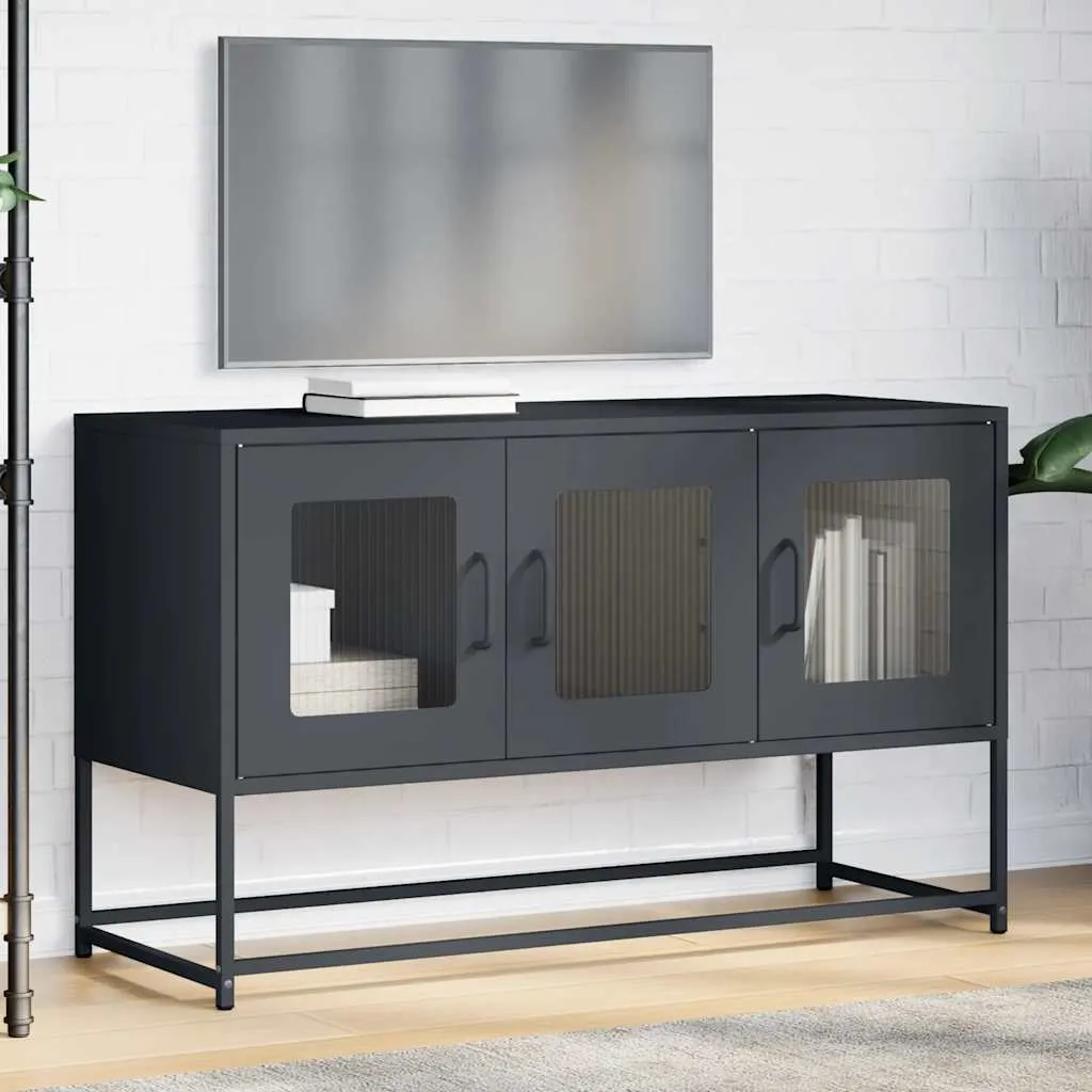 Mobile Porta TV Design Industriale Antracite 100cm Acciaio - 3