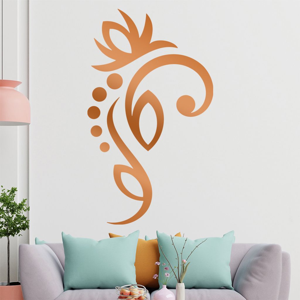 Blume - Linien Punkte Wandtattoo in 6 Größen - Wandaufkleber Wall Sticker - Dekoration, Küche, Wohnzimmer, Schlafzimmer, Badezimmer