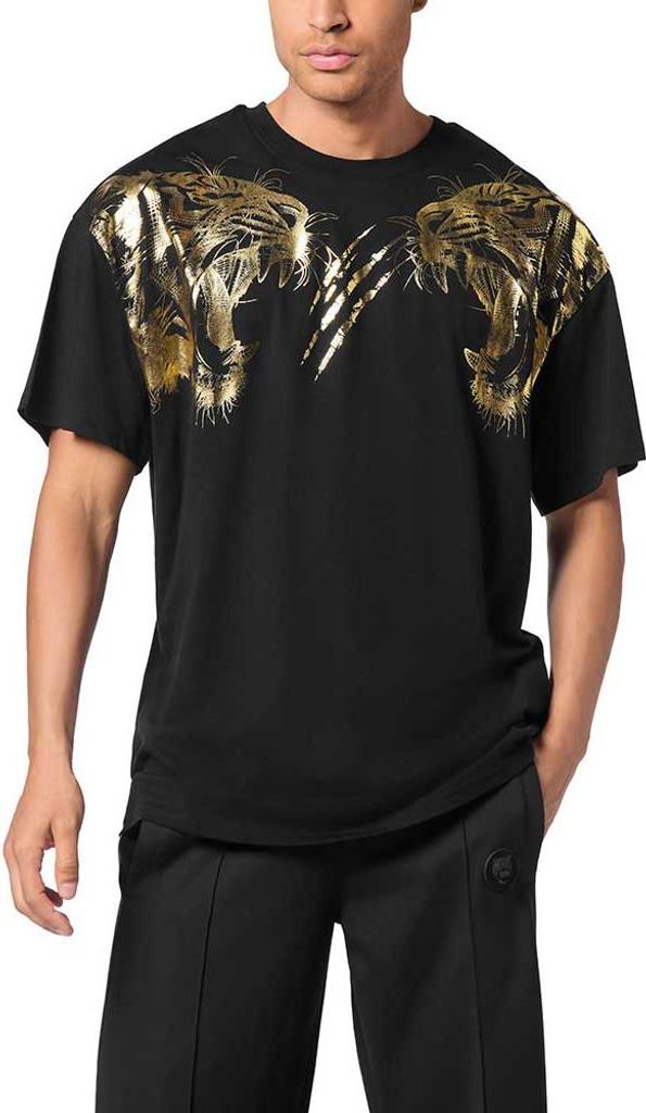 Philipp Plein Sport Tiger Line Kurzarm-t-shirt Schwarz M Mann Schwarz M
