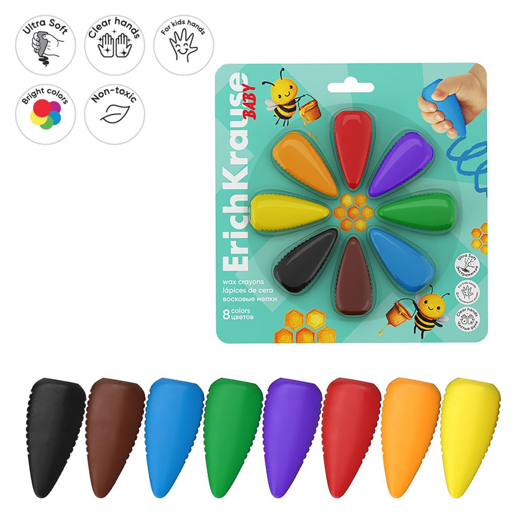 Wachsmalstifte für Kleinkinder 8 Farben Set - bunt