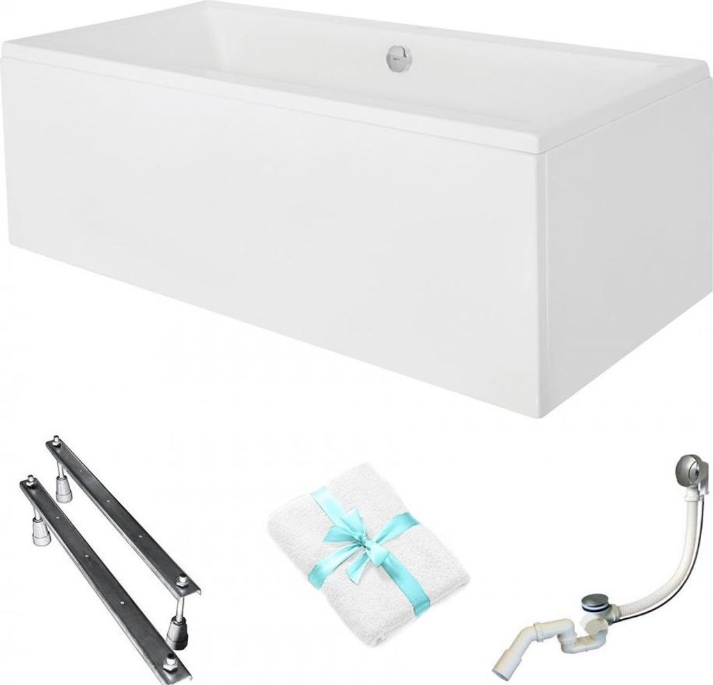 Aqua For You | Besco Quadro Badewanne - 170x75cm - Acryl - Mit Verkleidung Und Füßen - Siphon Im Set