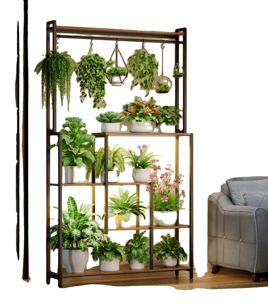 Support plantes anti-manque de lumière avec lampes de culture LED