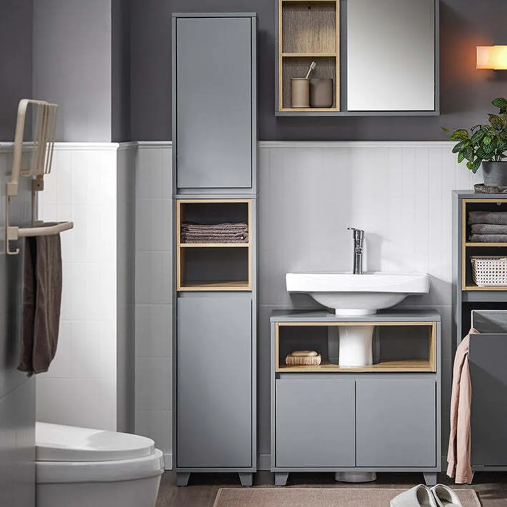 Colonne de Salle de Bain Mince Rootz - Meuble de Rangement Haut Blanc