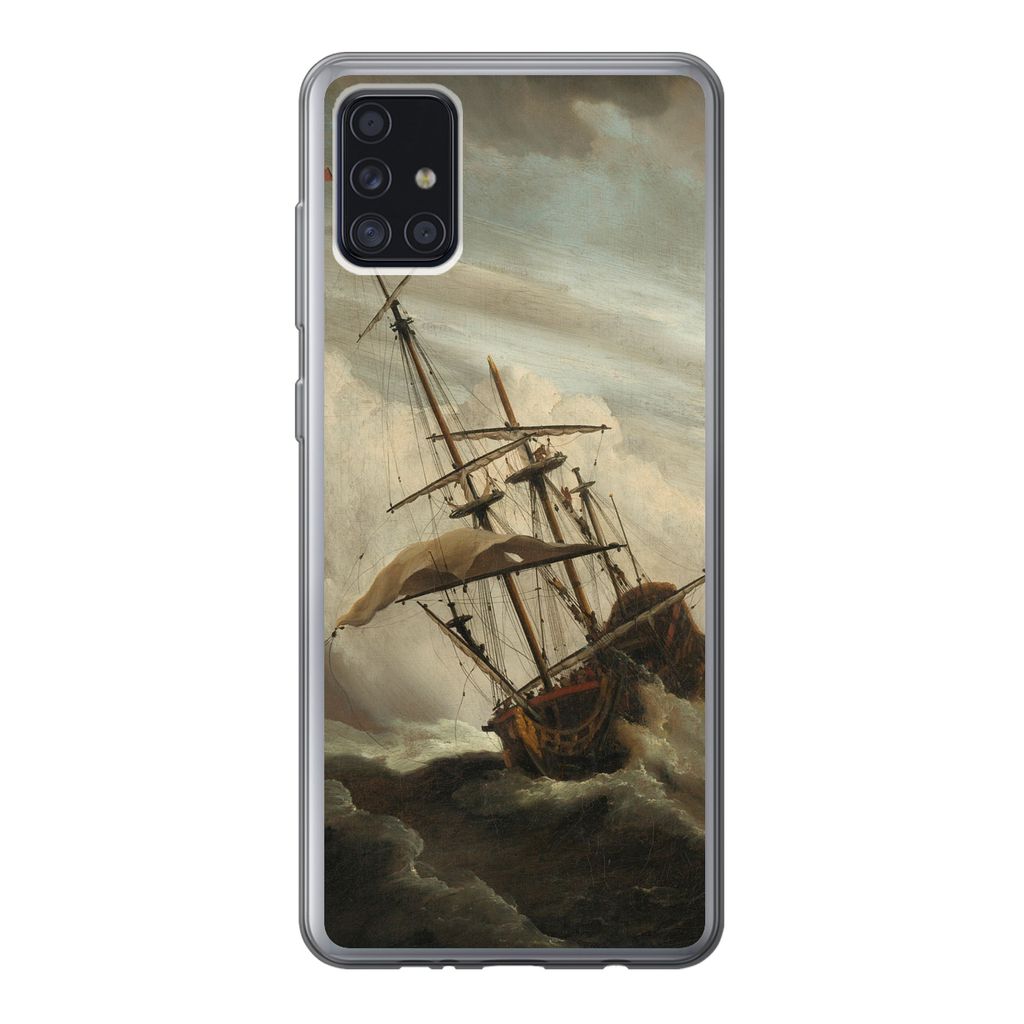 MuchoWow Handyhülle Schutzhülle Hülle für Samsung Galaxy A52 5G Ein Schiff auf offener See während eines Sturms - Gemälde von Willem van de...
