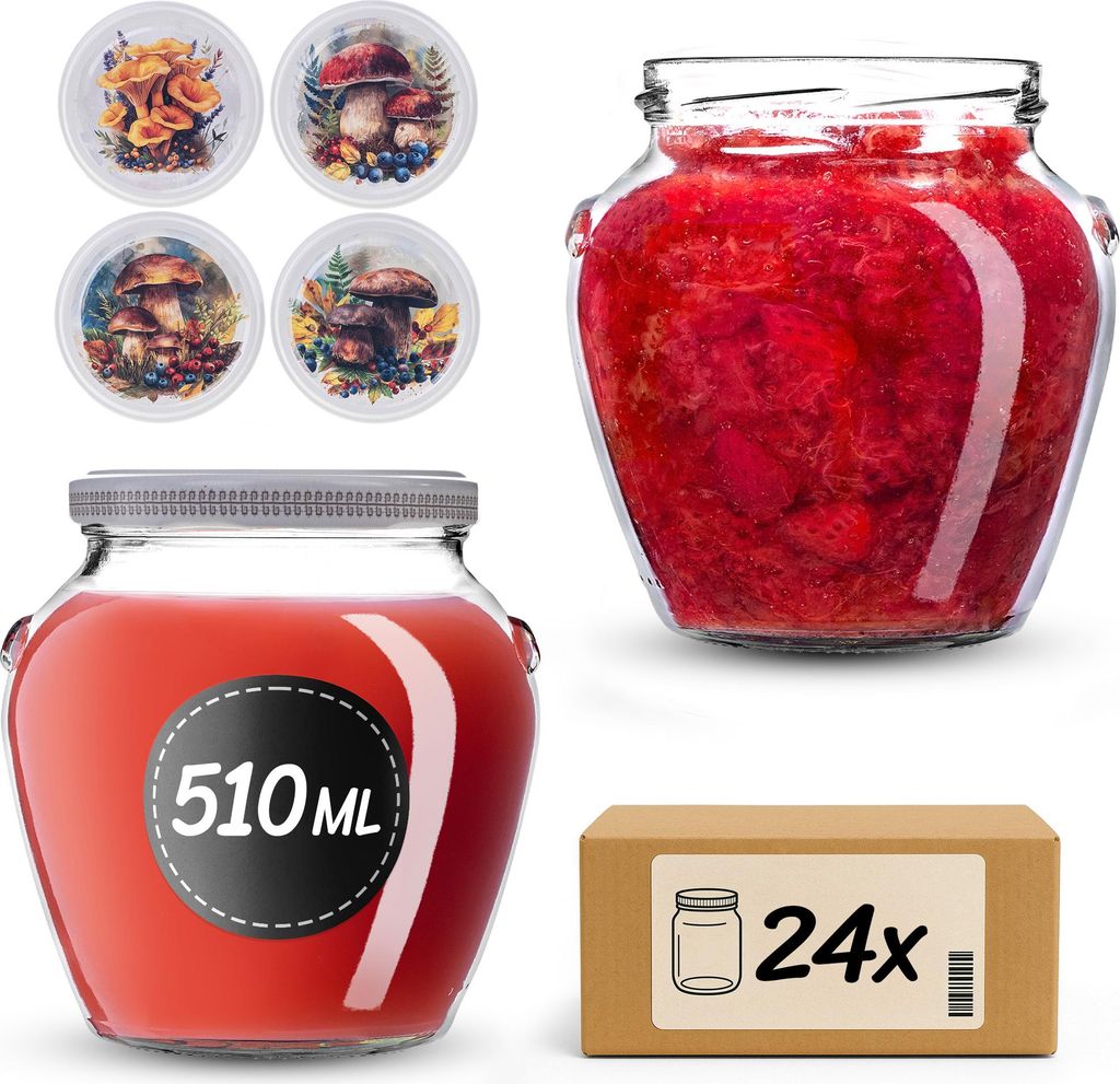 KADAX Einmachgläser 510 ml mit Schraubdeckel fi82mm, Schraubgläser mit Deckel, Honiggläser, Sturzgläser zum Einkochen von Honig, Obst und Gemü...
