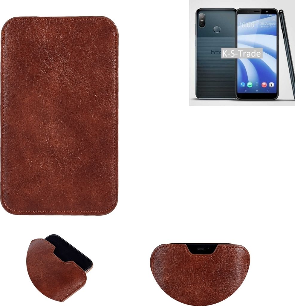 K-S-Trade Schutzhülle Handyhülle kompatibel mit HTC U12 life Handytasche Kunstleder Sleeve in braun