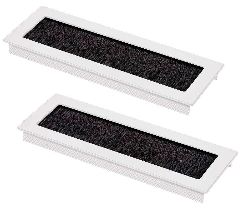 SOTECH Kabeldurchlass TONDO 200 x 70 x 17,3 mm weiß RAL 9003 – Kabeldurchführung Schreibtisch (2 Stück)