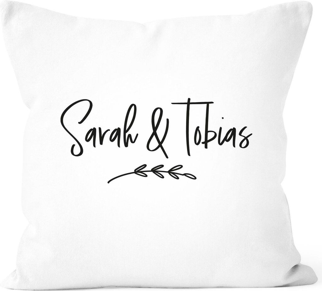 Kissen-Bezug Liebe Paar personalisiert Wunschnamen Geschenk Partner Valentinstag Jahrestag Hochzeitstag SpecialMe weiß 40cm x 40cm