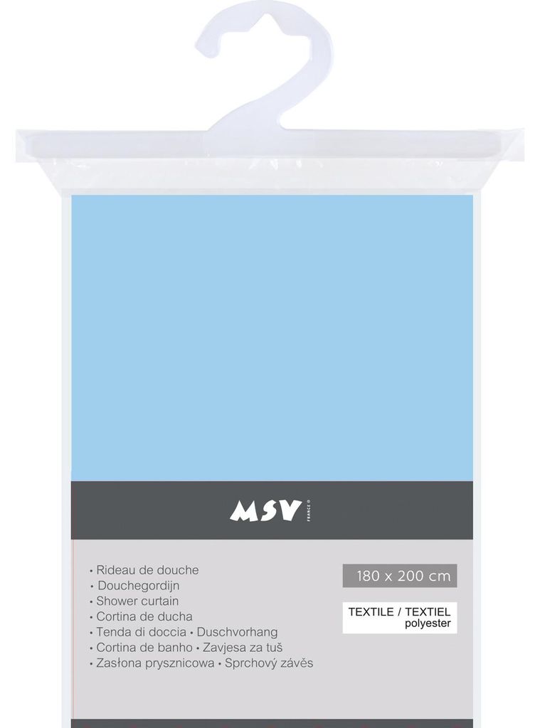 MSV Duschvorhang mit Ringen - hellblau - Polyester - Produktbild 