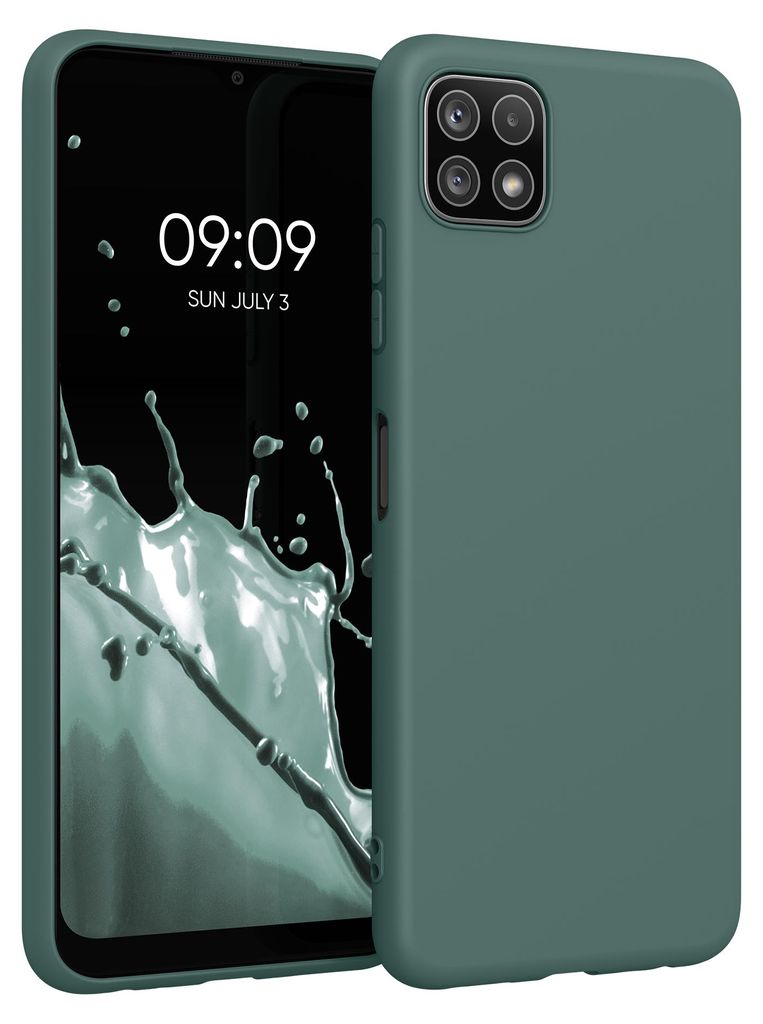 kwmobile Handyhülle für Samsung Galaxy A22 5G Hülle - TPU Case - Kabelloses Laden - Schutzhülle Cover in Blaugrün