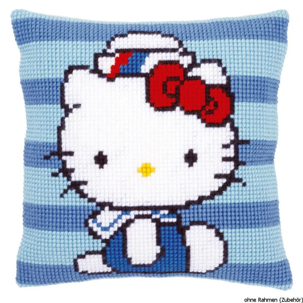 Canevas Hello Kitty Marine Vervaco kit coussin 40x40 cm toile imprimée
