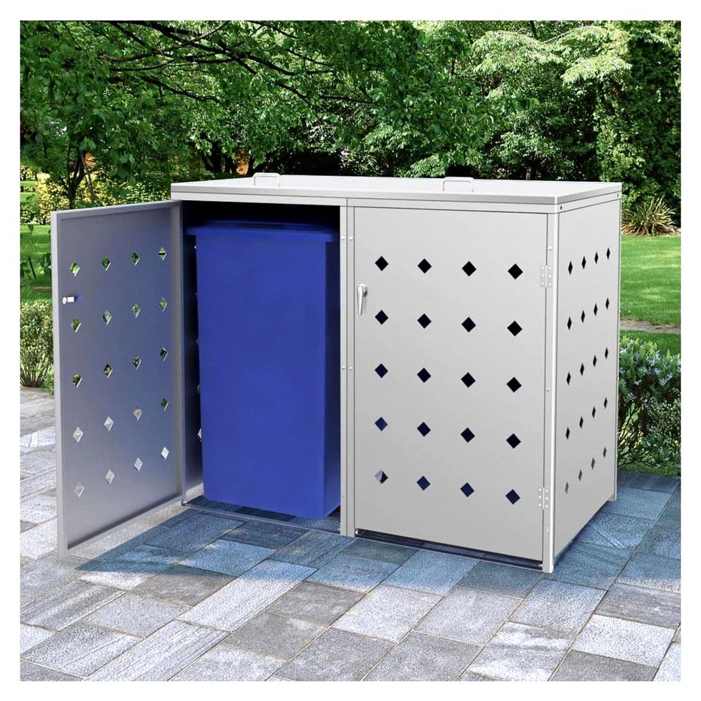 Mülltonnenbox für 2 x 240 L aus Edelstahl