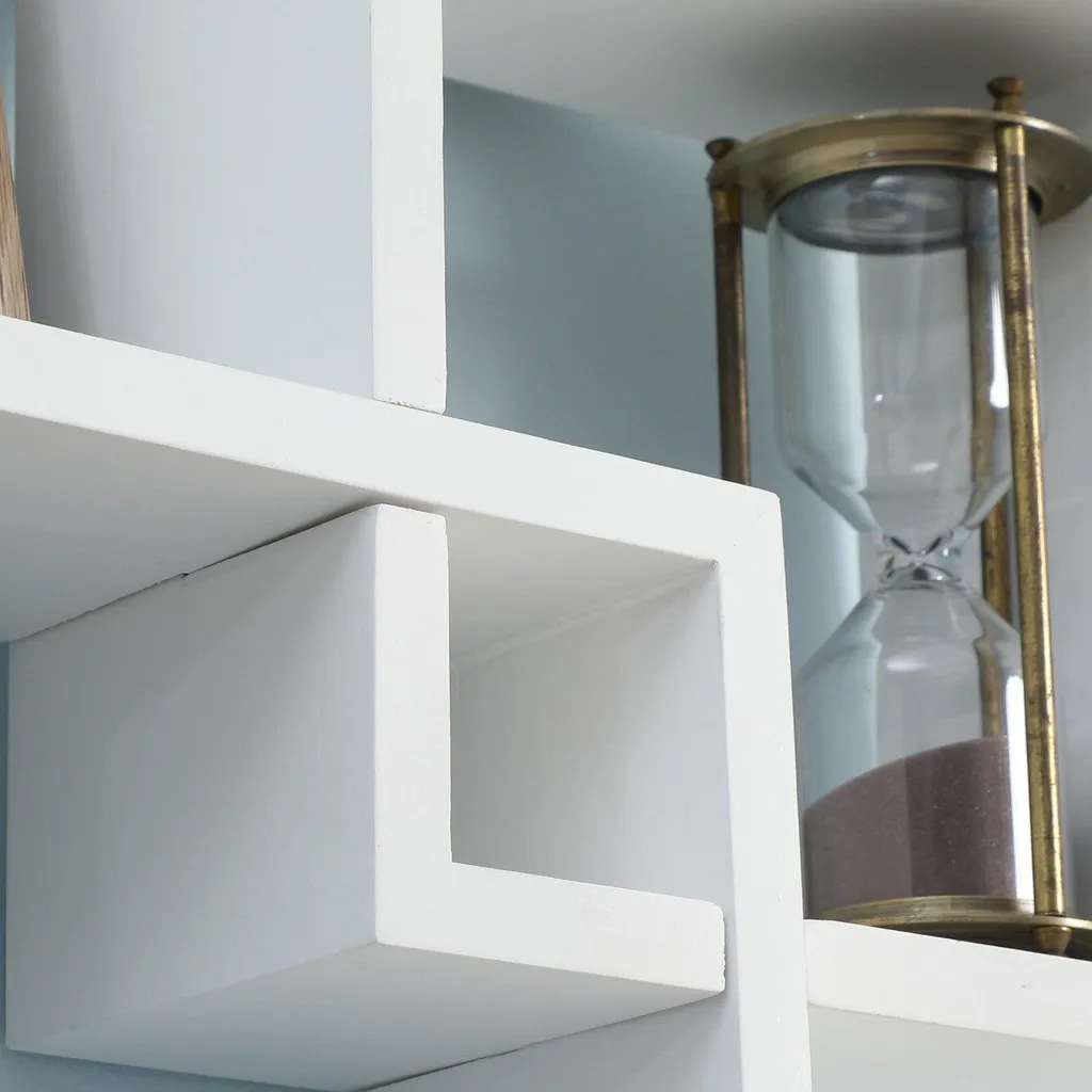 Étagère Murale Bois Blanc : Rangez vos Objets avec 9 Compartiments - 9