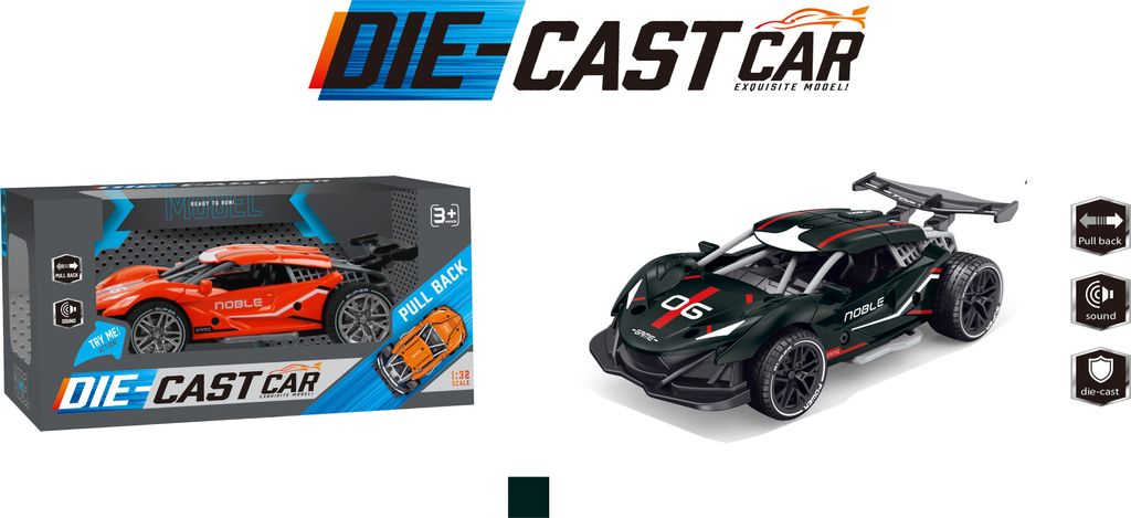 Autko NOBLE dla dzieci 3+ Model 1:32 + Metalowa Karoseria + Gumowe Koła + Napęd Pull Back + Dźwięki