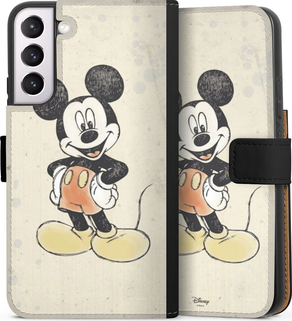 DeinDesign Klapphülle für Samsung Galaxy S22+ Handytasche Lederhülle Tasche Mickey & Minnie Mouse Offizielles Lizenzprodukt Wasserfarbe