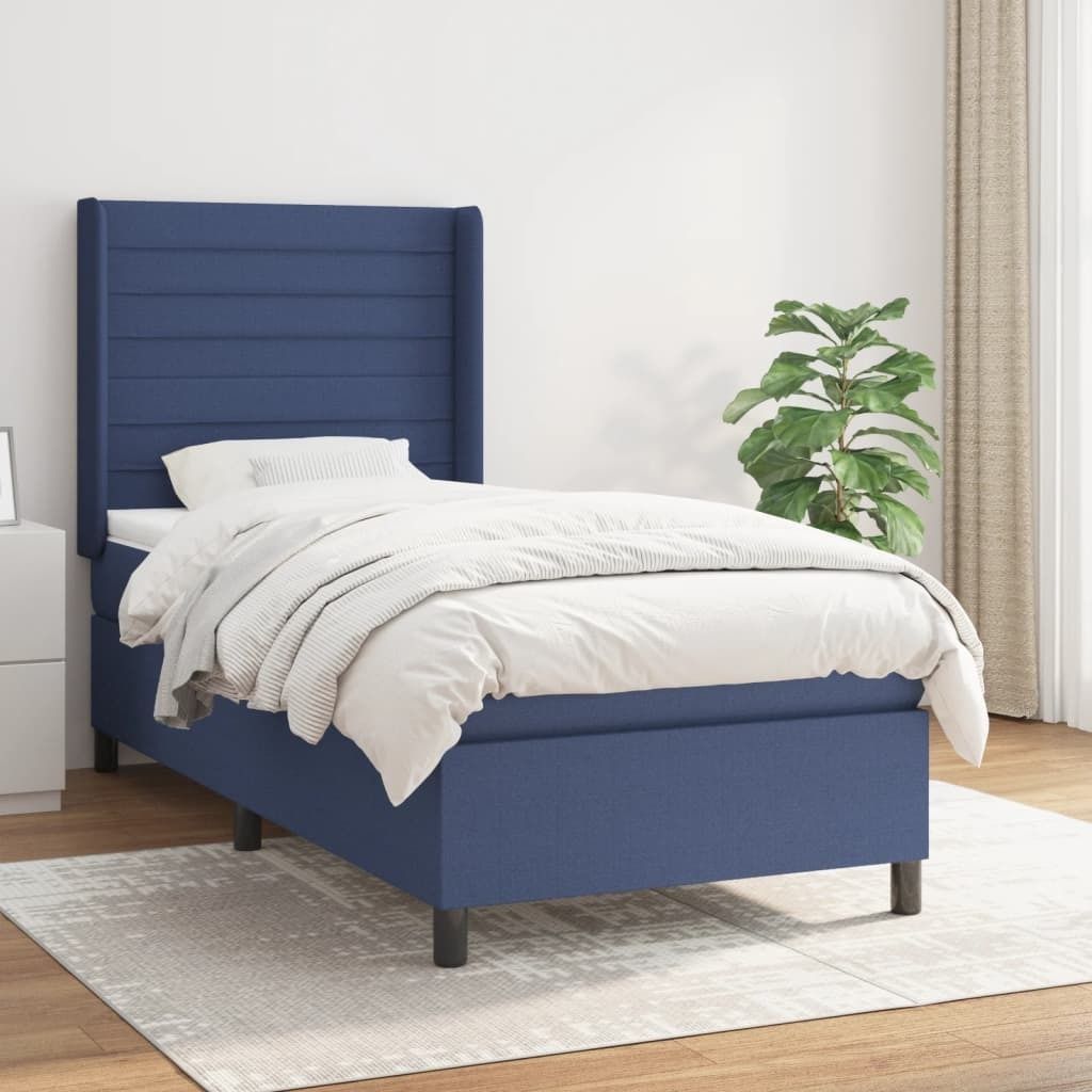 Maison Exclusive - Boxspringbett mit Matratze Blau 90x200 cm Stoff