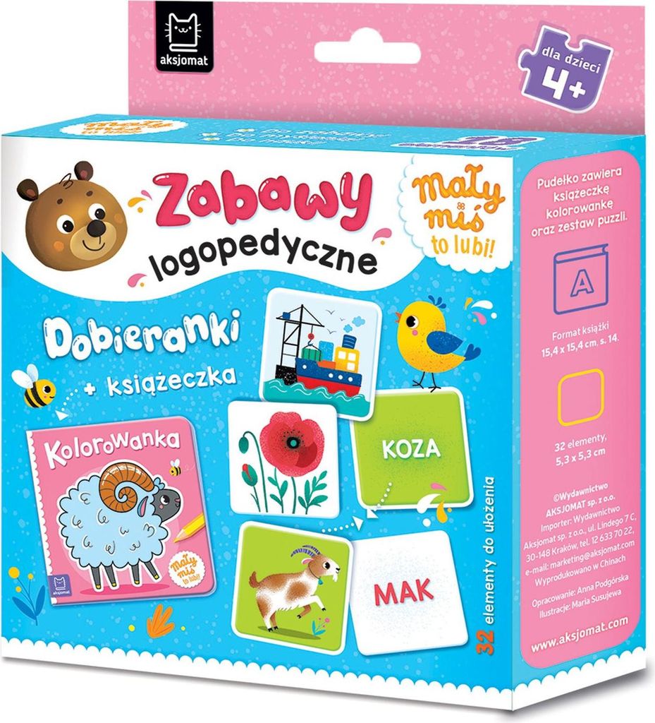 Mały miś to lubi! Książka dla dzieci i dobieranki logopedyczne