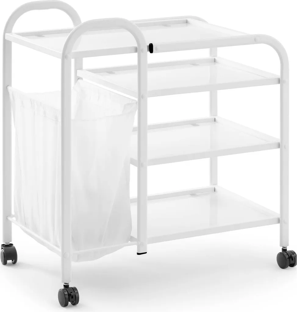 Chariot de rangement pour salon de beauté avec 4 plateaux en verre et sac