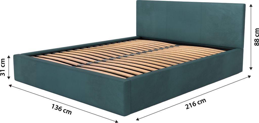 Muralo POLSTERBETT für Schlafzimmer Polsterbett mit Bettkasten Bett mit Polsterkopfteil Doppelbett 120x200 Bett mit Stauraum Türkis