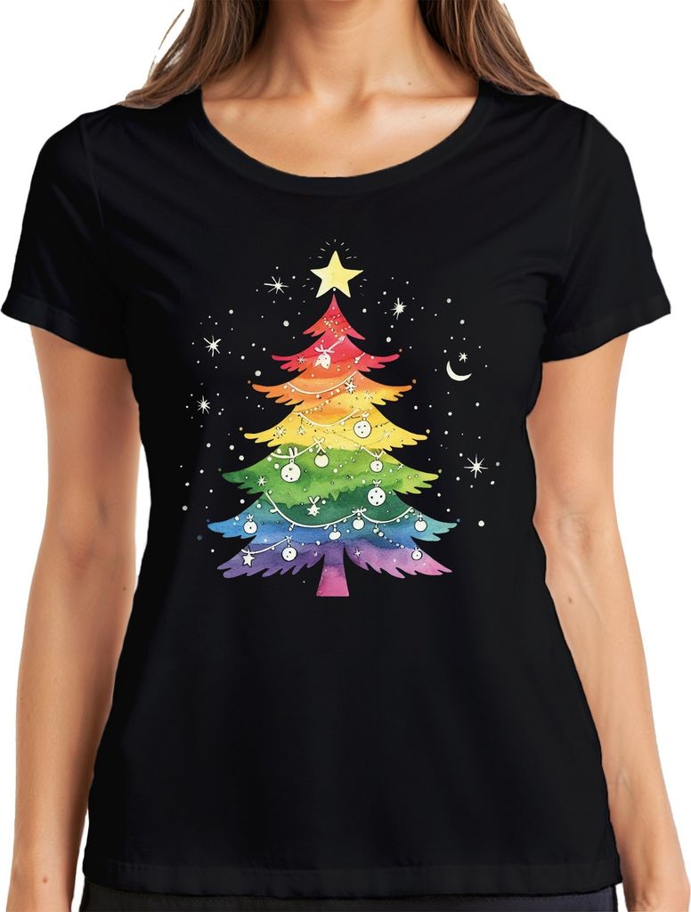 LGBTQ Gay Weihnachtsbaum - Weihnachten Weihnachtsgeschenk Christmas Damen T-Shirt, Schwarz, S