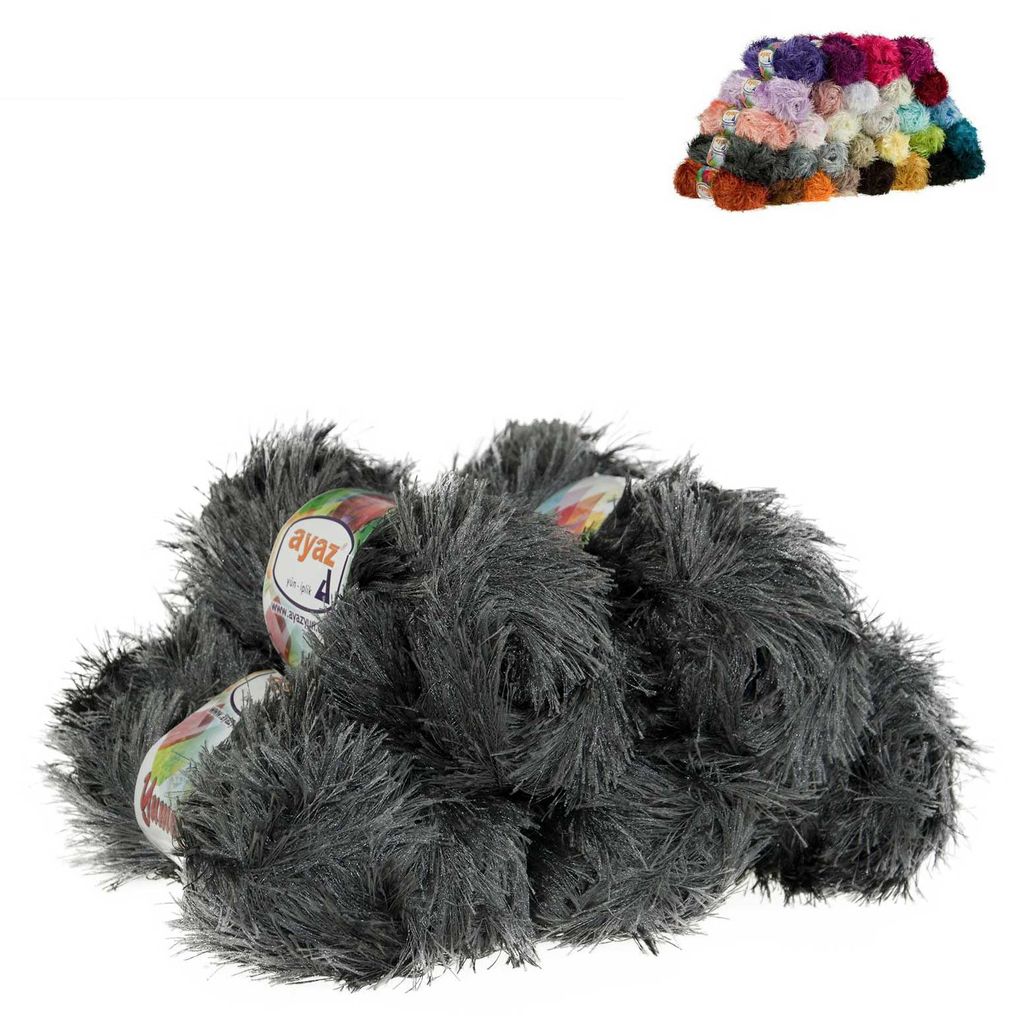 5 x 100g Strickgarn Yumos dunkelgrau