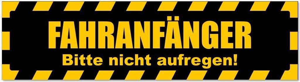 Kiwistar - Autoaufkleber - Gelb - Schwarz - 20 x 5,3 cm - Fahranfänger. Bitte Nicht aufregen gestreift - Hinweis Aufkleber Sticker für Auto, Kfz,...