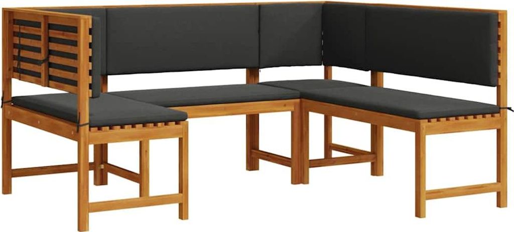 Gartenbänke Set 3 pcs Braun Massivholz Akazie